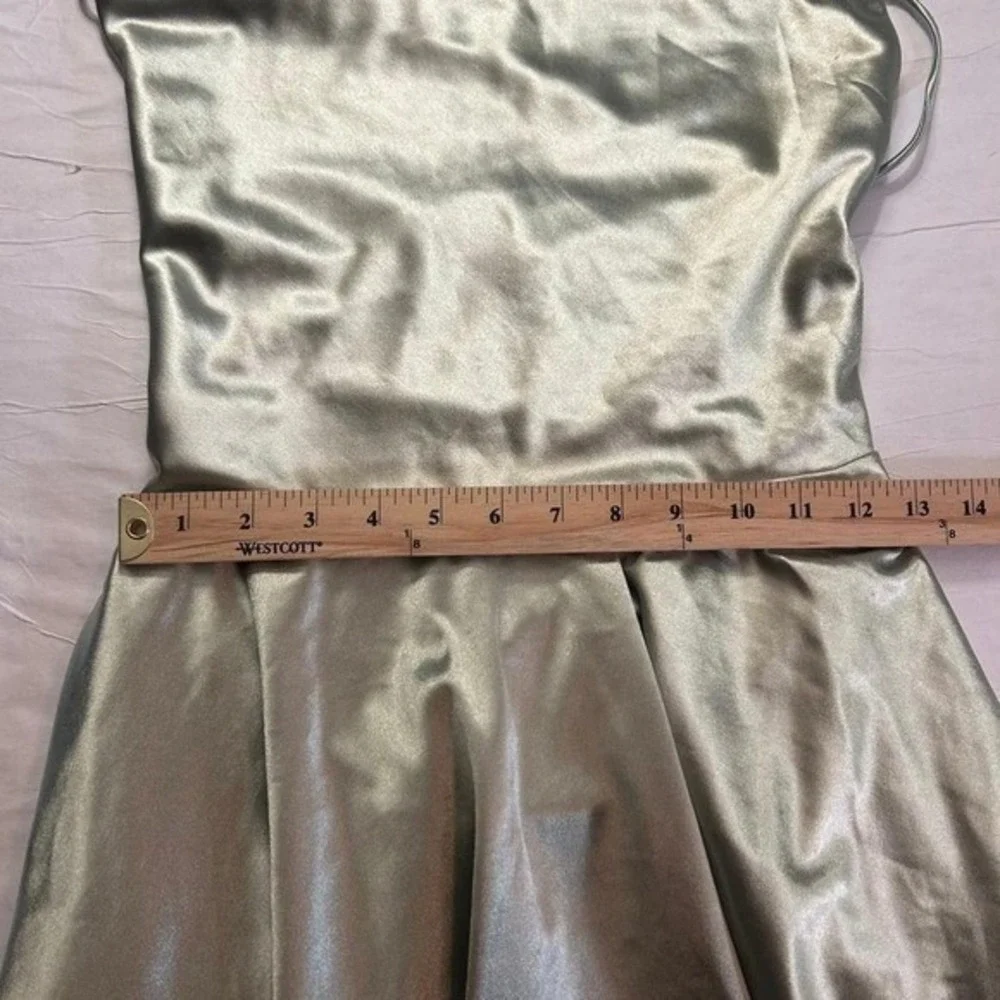 Strappy Lace Up Back‎ Mini Dress Sage Green Large Excellent Festival Fairy